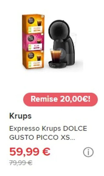 Darty Krups Expresso Krups DOLCE GUSTO PICCO XS offre