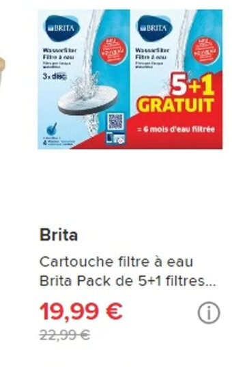 Darty Brita Cartouche filtre à eau Brita Pack de 5+1 filtres offre