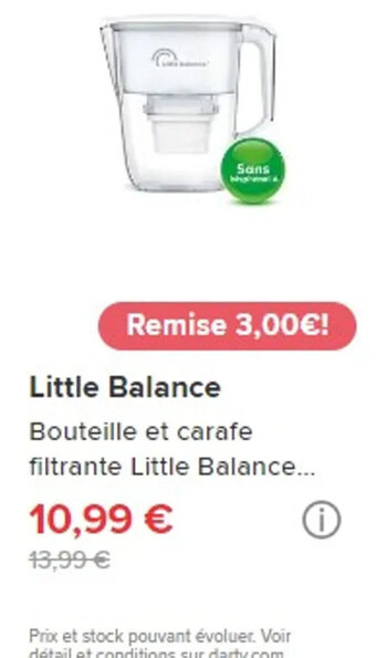 Little Balance Bouteille et caraf filtrante Little Balance