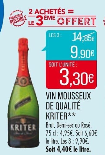 Match VIN MOUSSEUX DE QUALITÉ KRITER offre