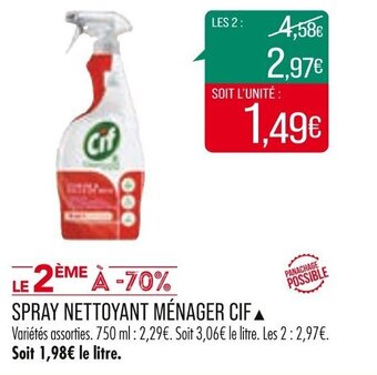 Match SPRAY NETTOYANT MÉNAGER CIF offre