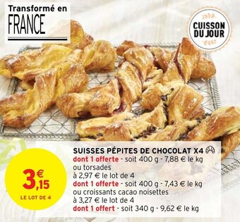 Intermarché Hyper SUISSES PÉPITES DE CHOCOLAT X4 offre
