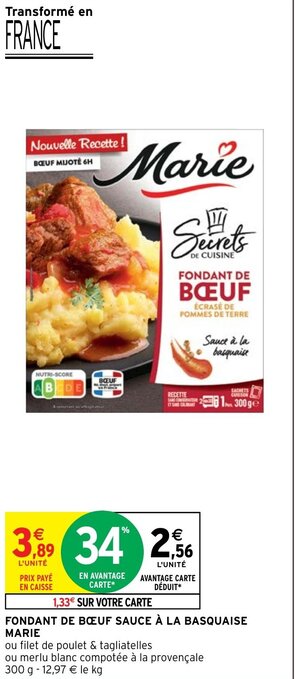 Intermarché Hyper FONDANT DE BOEUF SAUCE À LA BASQUAISE MARIE offre