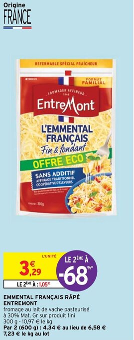 Intermarché Hyper EMMENTAL FRANÇAIS RÂPÉ ENTREMONT offre