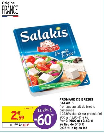Intermarché Hyper FROMAGE DE BREBIS SALAKIS offre