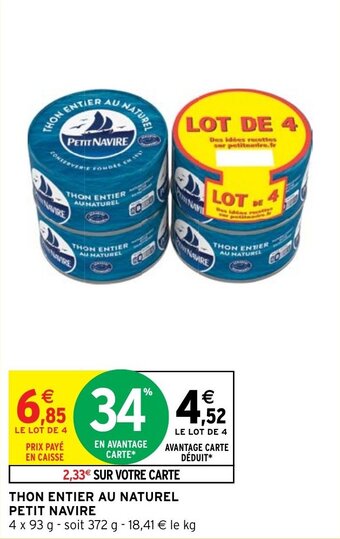 Intermarché Hyper THON ENTIER AU NATUREL PETIT NAVIRE offre