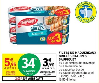 FILETS DE MAQUEREAUX GRILLÉS NATURES SAUPIQUET