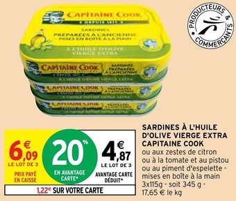 Intermarché Hyper SARDINES À L'HUILE D'OLIVE VIERGE EXTRA CAPITAINE COOK offre