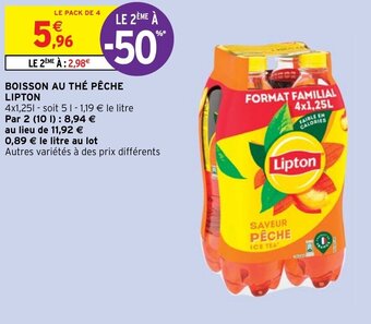Intermarché Hyper BOISSON AU THÉ PÊCHE LIPTON offre