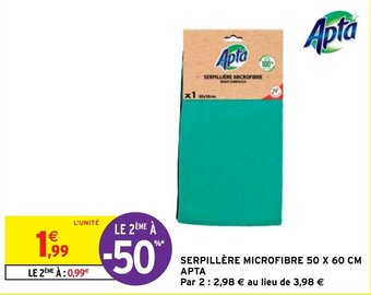 Intermarché Hyper SERPILLÈRE MICROFIBRE 50 X 60 CM APTA offre