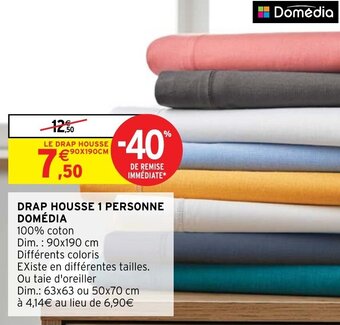 Intermarché Hyper DRAP HOUSSE 1 PERSONNE DOMÉDIA offre