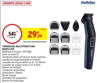 Intermarché Hyper TONDEUSE MULTIFONCTION BABYLISS offre