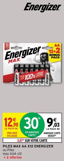 Intermarché Hyper PILES MAX AA X12 ENERGIZER offre