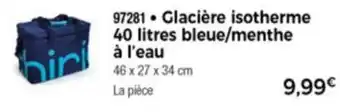 Thiriet Glacière Isotherme 40 Litres Bleue/Menthe offre