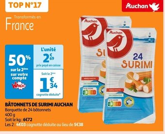Auchan BÂTONNETS DE SURIMI AUCHAN offre