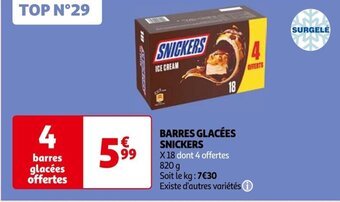 Auchan BARRES GLACÉES SNICKERS offre