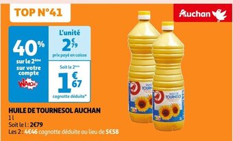 Auchan HUILE DE TOURNESOL AUCHAN offre