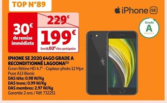 Auchan IPHONE SE 2020 64GO GRADE A RECONDITIONNÉ LAGOONA(¹) offre