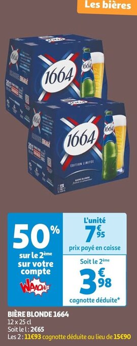 Auchan BIÈRE BLONDE 1664 offre