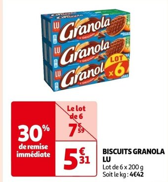 Auchan BISCUITS GRANOLA LU offre