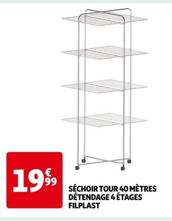 Auchan SÉCHOIR TOUR 40 MÈTRES DÉTENDAGE 4 ÉTAGES FILPLAST offre
