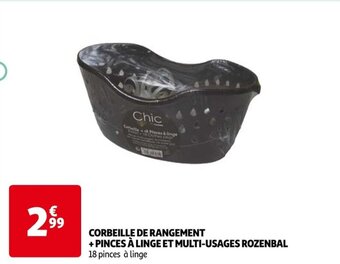 Auchan CORBEILLE DE RANGEMENT + PINCES À LINGE ET MULTI-USAGES ROZENBAL offre