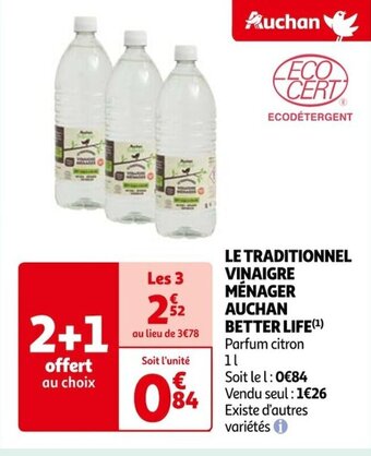 Auchan LE TRADITIONNEL VINAIGRE MÉNAGER AUCHAN BETTER LIFE offre