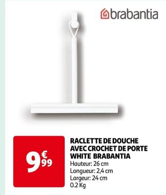 Auchan RACLETTE DE DOUCHE AVEC CROCHET DE PORTE WHITE BRABANTIA offre
