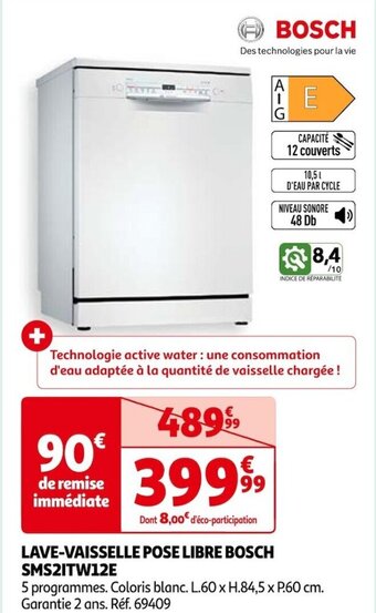 Auchan LAVE-VAISSELLE POSE LIBRE BOSCH SMS2ITW12E offre