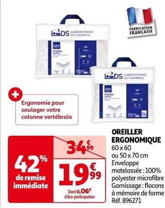 Auchan OREILLER ERGONOMIQUE 60 x 60 offre