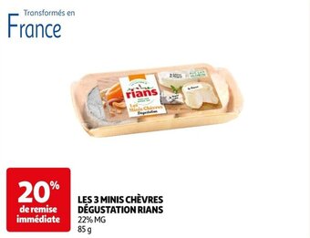 Auchan LES 3 MINIS CHÈVRES DÉGUSTATION RIANS 22% MG 85 g offre
