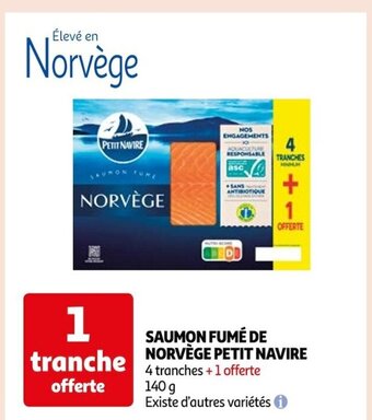 Auchan SAUMON FUMÉ DE NORVÈGE PETIT NAVIRE offre