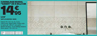 Brico Dépôt CARRELAGE MURAL "SANDY" 20 X 50,2 CM offre