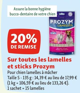 Prozym 20% de remise sur toutes les lamelles et sticks prozym