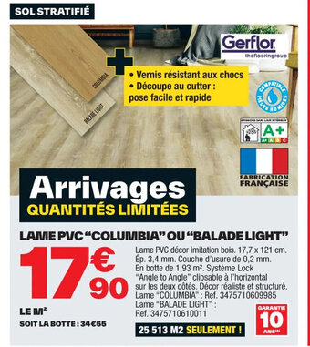 LAME PVC"COLUMBIA" OU "BALADE LIGHT"