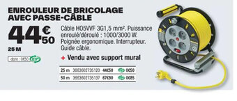 Brico Dépôt ENROULEUR DE BRICOLAGE AVEC PASSE-CÂBLE offre