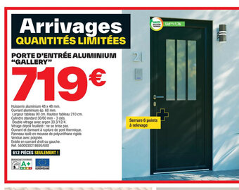 Brico Dépôt PORTE D'ENTRÉE ALUMINIUM "GALLERY" offre