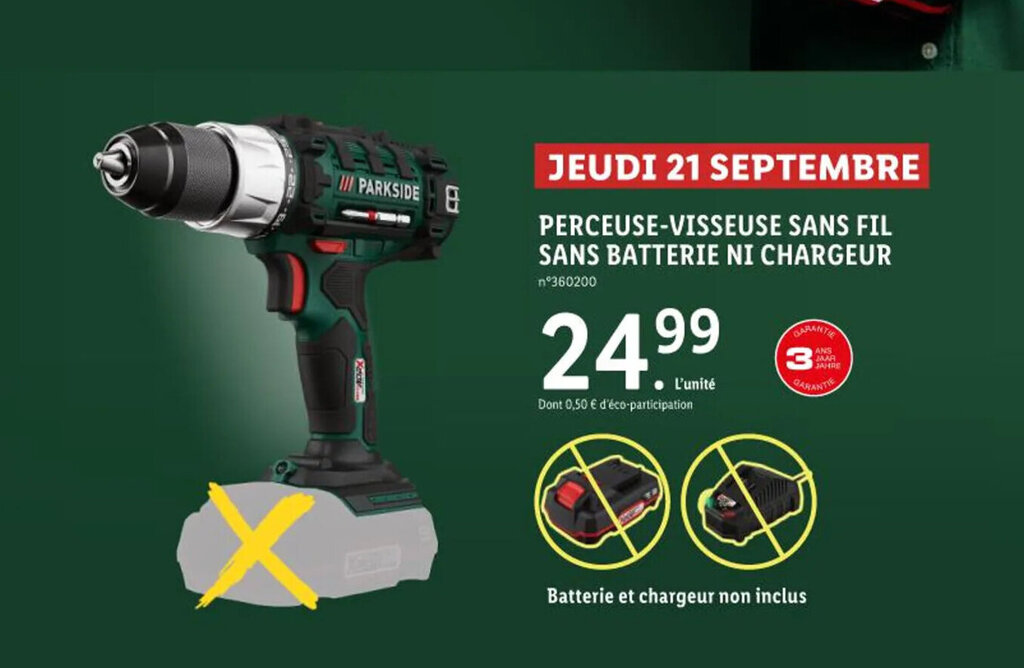 Promo PERCEUSEVISSEUSE SANS FIL SANS BATTERIE NI CHARGEUR chez Lidl