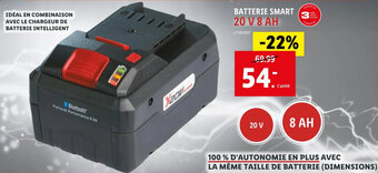 Lidl BATTERIE SMART 20 V 8 AH offre