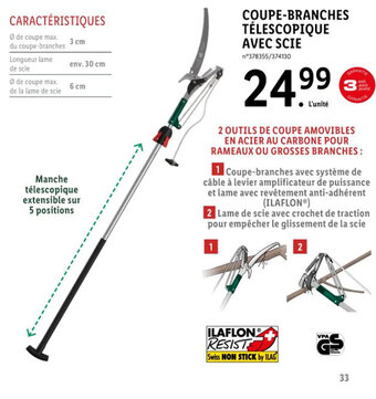 Lidl COUPE-BRANCHES TÉLESCOPIQUE AVEC SCIE offre