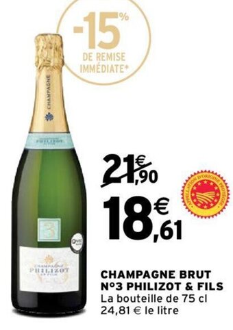 Intermarché CHAMPAGNE BRUT N°3 PHILIZOT & FILS offre