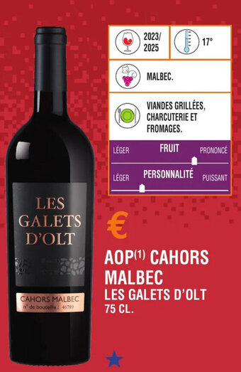 AOP (Âč) CAHORS MALBEC LES GALETS D'OLT 75 CL.