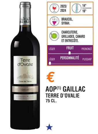 E.Leclerc AOP(¹) GAILLAC TERRE D'OVALIE 75 CL. offre