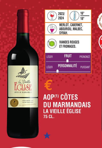 E.Leclerc AOP (¹) CÔTES DU MARMANDAIS LA VIEILLE ÉGLISE offre