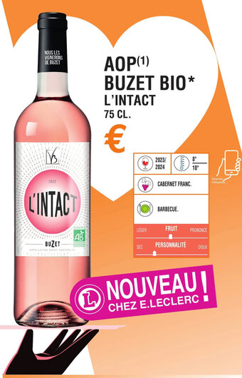 E.Leclerc AOP(¹) BUZET BIO* L'INTACT 75 CL. offre