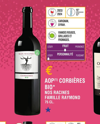 E.Leclerc AOP(¹) CORBIÈRES BIO* offre