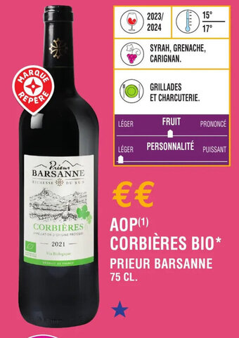 E.Leclerc AOP (¹) CORBIÈRES BIO* PRIEUR BARSANNE offre