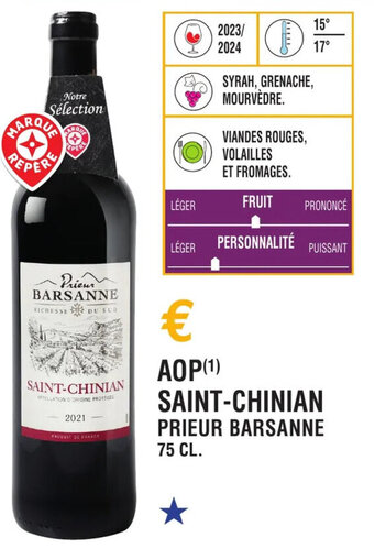 E.Leclerc AOP (¹) SAINT-CHINIAN PRIEUR BARSANNE offre