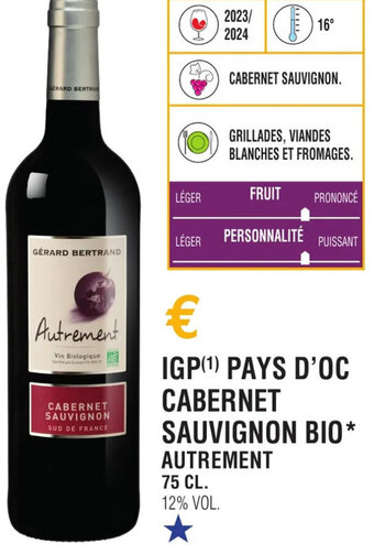 E.Leclerc IGP(¹) PAYS D'OC CABERNET SAUVIGNON BIO* offre