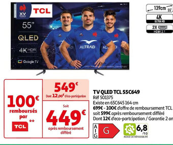Auchan TV QLED TCL 55C649 offre